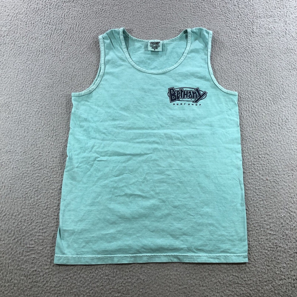 bethany surf shop Tank Top Men's S Teal Blue Summer Beach Coastal